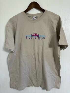 Vtg Anvil Idaho Embroidered Piggy Brown T Shirt Size Xl Made In USA